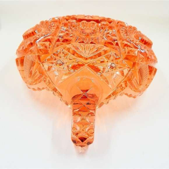 Imperial Pressed Glass Crystal Divided Relish Dish Two Handle Sawtooth Edge - Picture 9 of 11